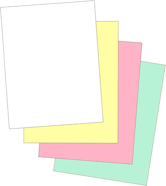 "Plain" Collated Color Paper (Not Carbonless) for Laser and Ink Jet Printers (4 Part, Case)