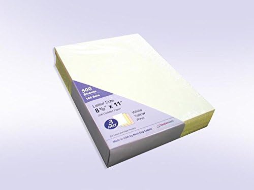 "Plain" Collated Color Paper (Not Carbonless) for Laser and Ink Jet Printers (Pack of 500 Sheets 3 Part)