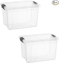 Superio Clear Storage Boxes with Lids, 2.4 Quart Plastic Container Bins for Organizing, Stackable Crates, BPA Free, Non Toxic, Odor Free, Organizers for Home, Office and Dorm,
