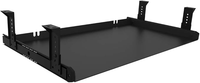 FRMSAET Under Desk Keyboard Tray Heavy-Duty All-Metal Material 20/24/30 inches Platform Computer Drawer Organizer Home Office Kitchen Bedroom Garage Storage Tool - Easy to Install.(24 inches, Black)