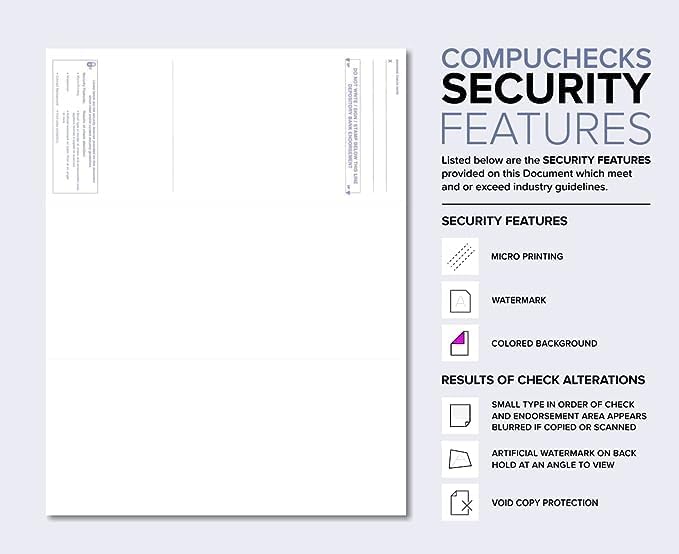 Compuchecks Check on Top Blank Check Paper - 2500 Pack, Quick-Books & Laser Printer Compatible - Security Business Checks with Voucher - 8.5" x 11" Gold Pinstripe
