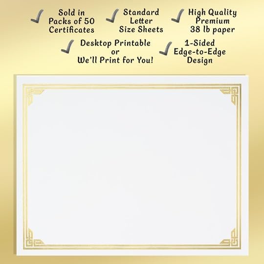 PaperDirect Gold on Cream Classic Specialty Certificates, 8½ x11, Foil Accents, 50 Count, Certificates And Awards Paper, For School, Work, Diplomas & Award Certificates