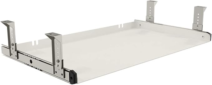 FRMSAET Under Desk Keyboard Tray Heavy-Duty All-Metal Material 20/24/30 inches Platform Computer Drawer Organizer Home Office Kitchen Bedroom Garage Storage Tool - Easy to Install.(24 inches, White)