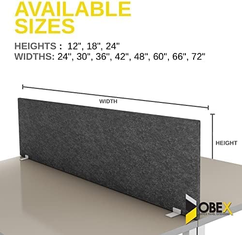 OBEX Free Standing Desk PET Privacy Screen, Table Top Home & Office Furniture Partitions and Dividers, Portable Workstation Freestanding Panels, 24" x 30" Stone