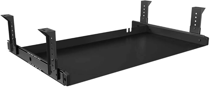 FRMSAET Under Desk Keyboard Tray Heavy-Duty All-Metal Material 20/24/30 inches Platform Computer Drawer Organizer Home Office Kitchen Bedroom Garage Storage Tool - Easy to Install.(20 inches, Black)