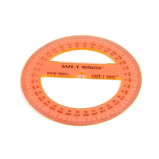 hand2mind Clear 4” Safe-T 360 Degree Protractor Set, Circle Protractor for School, Clear Plastic Protractor Ruler, Geometry Tools, Protractors Bulk for Classroom, Math Teacher Supplies (Set of 24)