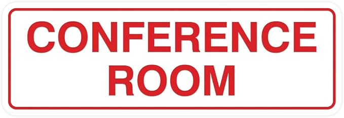 Standard Conference Room Sign - White/Red - Large 2 Pack