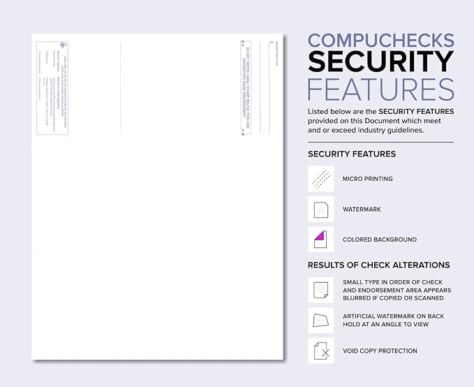 Compuchecks Check on Top Blank Check Paper - 1000 Pack, Quick-Books & Laser Printer Compatible - Security Business Checks with Voucher - 8.5" x 11" Blue Pinstripe