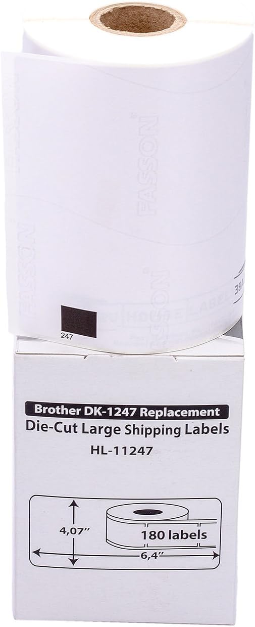 HOUSELABELS Compatible with DK-1247 Replacement Roll for Brother QL Label Printers; 180 Large Shipping Labels; 4.07" x 6.4" (103mm*163mm) - 32 Rolls