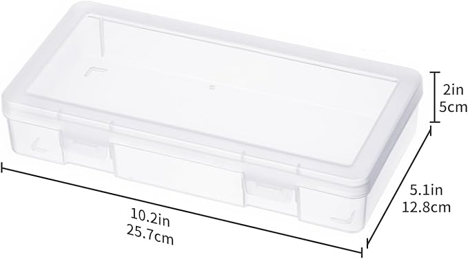 novelinks Stackable Plastic Clear Storage Box Containers with Latching Lid - Art Craft Supply Organizer Storage Containers for Pencil Box, Crayon, Beads, Jewelry (9 Pack Medium -Clear)
