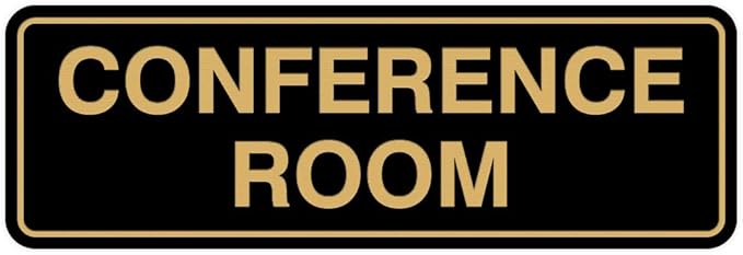 Standard Conference Room Sign - Black/Gold - Small 1 Pack
