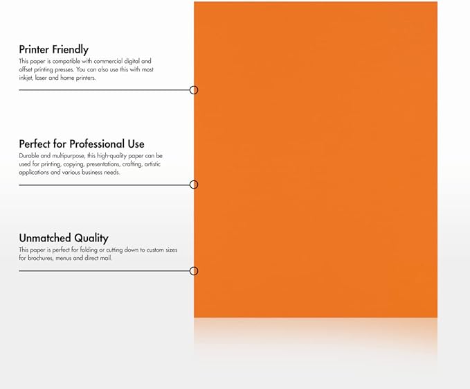 LUXPaper 8.5" x 11" Paper | Letter Size | Mandarin Orange | 80lb. Text | 1,000 Qty