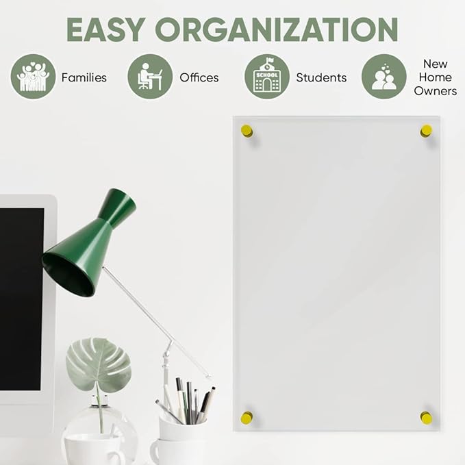 Ships Next Day, Made in USA - Acrylic Dry Erase Board | Non-Magnetic Dry Erase Board | Hanging Frameless White Board | Acrylic for Office and Home Walls | for Adults (Clear - 12x18)