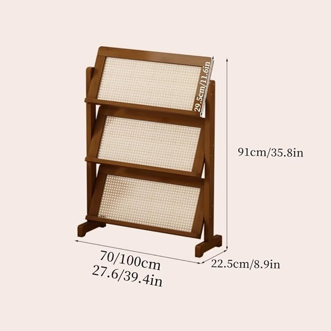 3-Tier Magazine Rack, Floor-Standing Magazine Holder, Bamboo Newspaper Stand, Brochure Display Stand, Book Shelf for Office, Study, Home, Furnishing(100cm-39.4in)