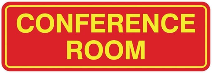 Standard Conference Room Sign - Red/Yellow - Large 10 Pack