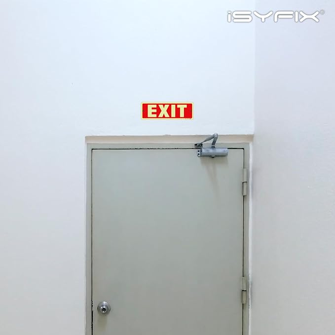 iSYFIX Exit Glow in the Dark Sign Aluminum – 6 Pack 12x4 Inch – Photoluminiscent, Laminated for Ultimate UV, Weather & Fade Resistance, Indoor & Outdoor for Business, School, Office, Warehouse