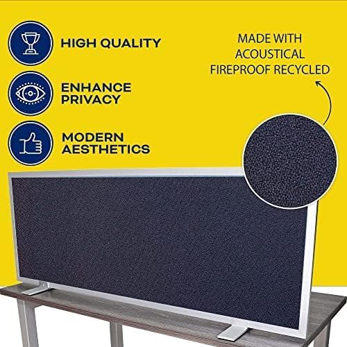 OBEX Acoustical Free Standing Privacy Screen, Cubicle Accessories Desk Privacy Panel, Desk Dividers for Office, Office Furniture Partitions Portable Sound Proof Dividers, 24" x 36", Slate