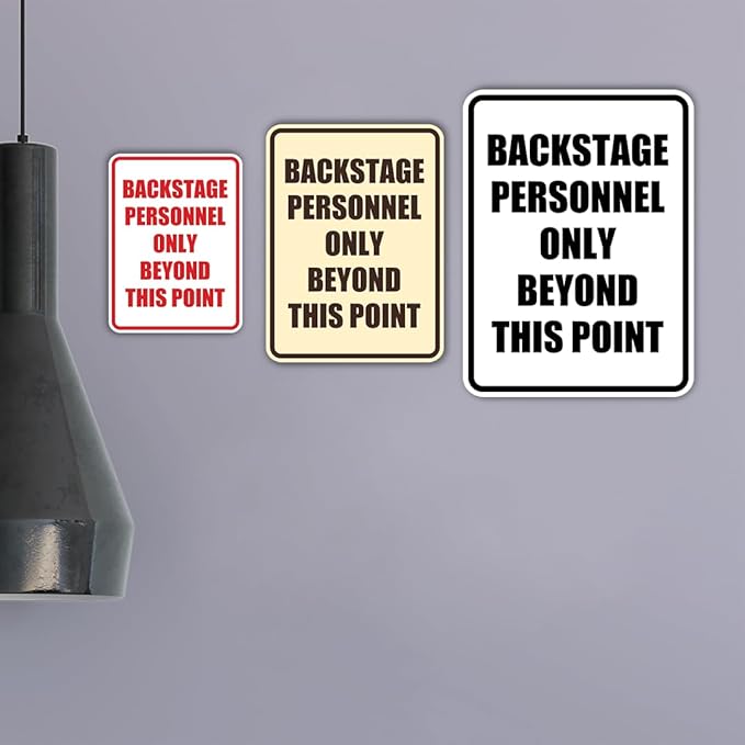 Portrait Round Backstage Personnel Only Beyond This Point Door or Wall Sign Easy Installation | Music | Concert | Festivals Sign (Brushed Silver) - Medium (2 Pack)