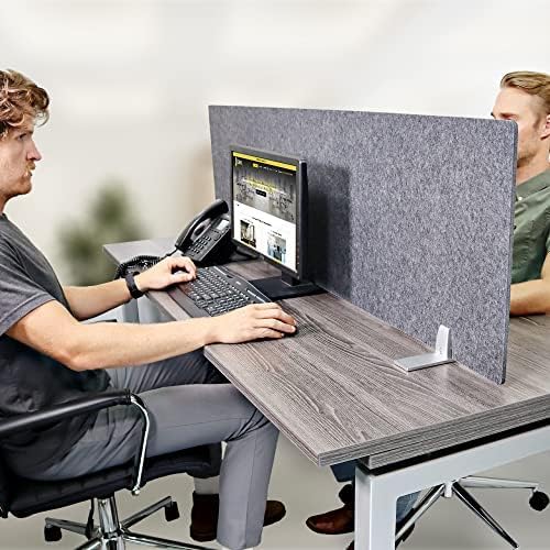 OBEX Free Standing Desk PET Privacy Screen Table Top Home & Office Furniture Partitions and Dividers, Portable Workstation Freestanding Panels, 18" x 66", Shadow