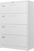 Letaya 4 Drawer File Cabinet with Lock, Metal Lateral Filing Cabinet Wide Office Organization Storage for Home Office Hanging Letter/Legal/F4/A4 (White-Requires Installation)