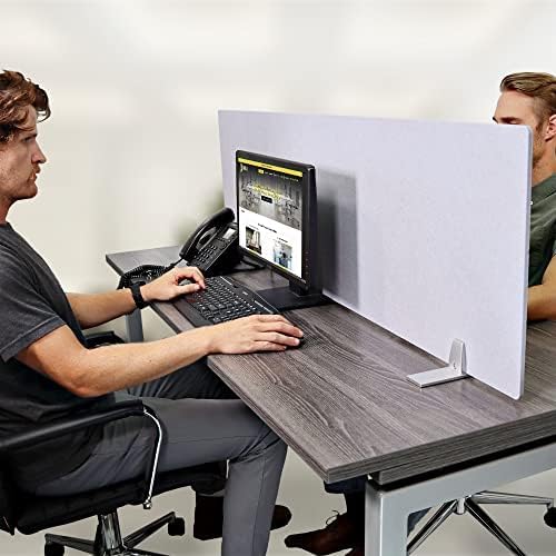 OBEX Free Standing Desk PET Privacy Screen, Table Top Home & Office Furniture Partitions and Dividers, Portable Workstation Freestanding Panels, 18" x 42" Stone