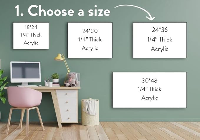 Acrylic Dry Erase Board for Wall with Stylish Border - Shipped Next Day, Made in USA, Non-Magnetic Whiteboard, Wall Mounted Board, Easy to Clean (White - 20x30)