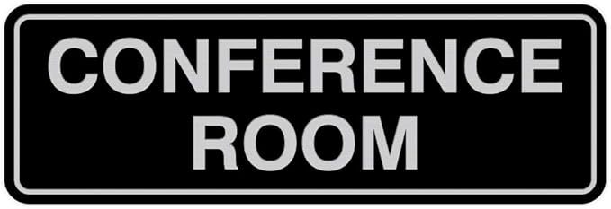 Standard Conference Room Sign - Black/Silver - Large 10 Pack