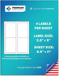 Premium Label Supply White Sticker Mailing/Shipping Labels – 3.5" x 5" – Laser/Inkjet Compatible – (4 per Sheet), 2000 Sheets - 8,000 Total Adhesive Labels
