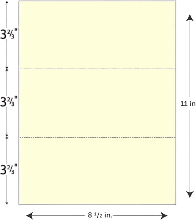 Limited Papers (TM) 8.5x11 Perforated Paper, 20/50 Pound, 75 GSM, Variety of Perforation Sizes and Colors, for Forms, Tickets, Postcards. (Cherry, 3 up - horizontal 3 2/3" and 7 1/3" from bottom)
