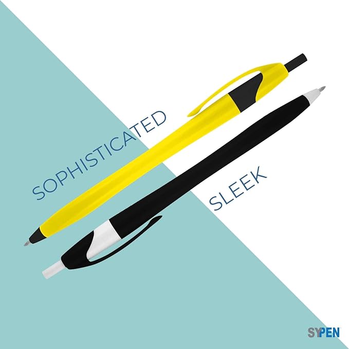 SyPen Personalized Pens With your Custom Logo or Text-1000 Pack Bulk-for Businesses, Parties, and Events, Custom Printed Slim Ballpoint Click Pens, Blue Barrel Colors, Black Ink
