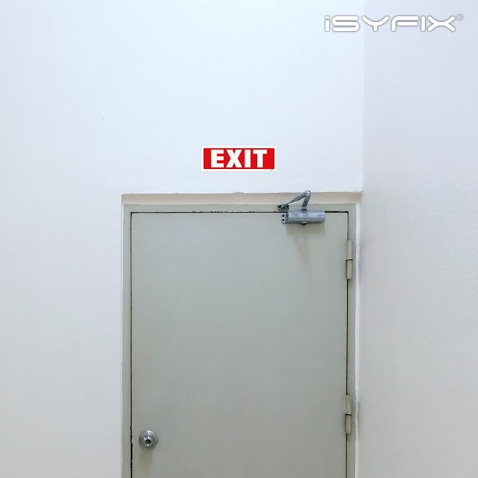 iSYFIX Exit Signs Stickers – 12 Pack 12x4 Inch – Premium Self-Adhesive Vinyl, Laminated for Ultimate UV, Weather, Scratch, Water and Fade Resistance, Indoor and Outdoor