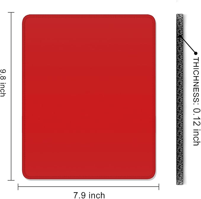 Auhoahsil Red Mouse Pad, 12 x 10 Inch Square Mousepad, 3mm Thick Rubber Mouse Mat with Pretty Design, Premium-Textured Non-Slip for Gaming Work Office Wireless Mouse Men Women