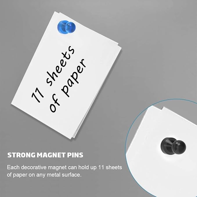 MHDMAG Magnetic Push Pins Powerful Push Pin Magnets for Fridge Whiteboards Calendars Maps in School & Office Pack of 60,Blue