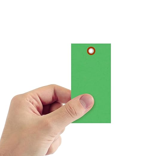 SmartSign (Pack of 100) 4.75 x 2.375 inch “Green” Blank Tyvek Shipping Tags with Metal Eyelets, Size #5, 8 mil Thick Tyvek, Made in USA