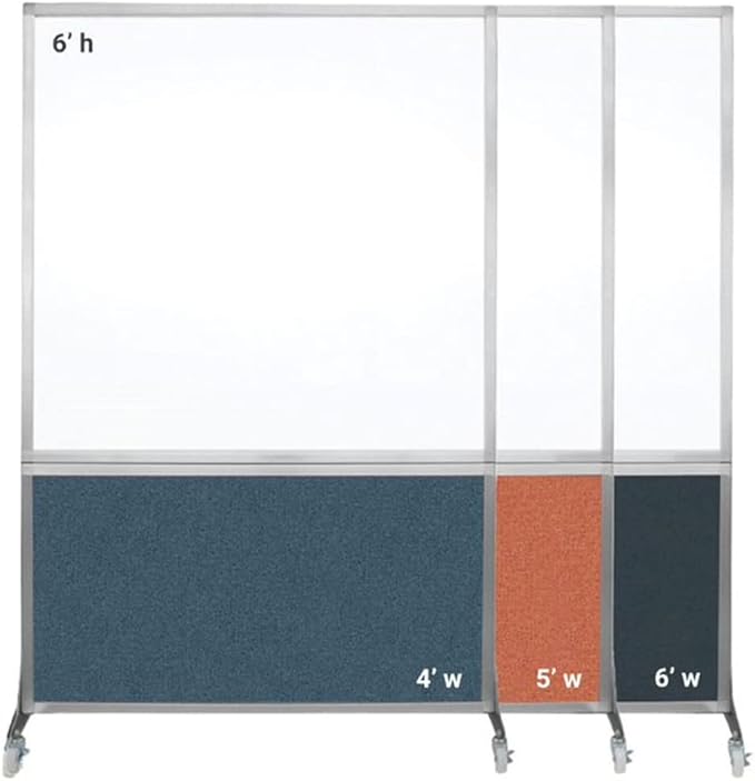 DivideWrite Mobile Whiteboard | Double Sided Dry Erase Board | Portable Office Cubicle Partition | Display for Classrooms, Conference Rooms, Meeting Areas and More | Red Fabric 5' Wide X 6' Tall