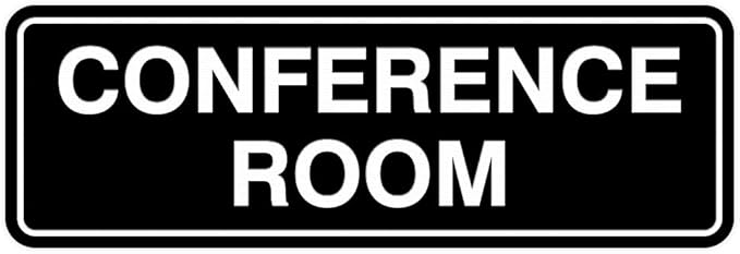 Standard Conference Room Sign - Black - Large 10 Pack