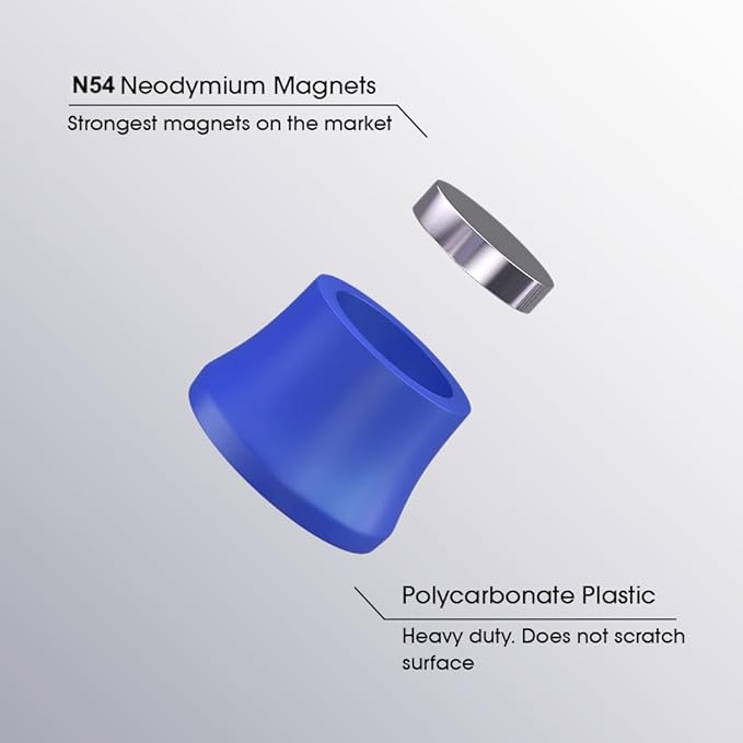 Strong Magnets for Whiteboard, Glassboard and Fridge (White, 8 Pack, Small). N54 Neodymium Rare Earth Heavy Duty Magnets for Home and Office Supplies.