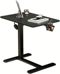YDN Mobile Mobile Standing Desk, Adjustable Height Portable Laptop Desk with Lockable Wheels, 25.5" x 18.8" Rolling Desk with Hook for Computer Workstation, Black