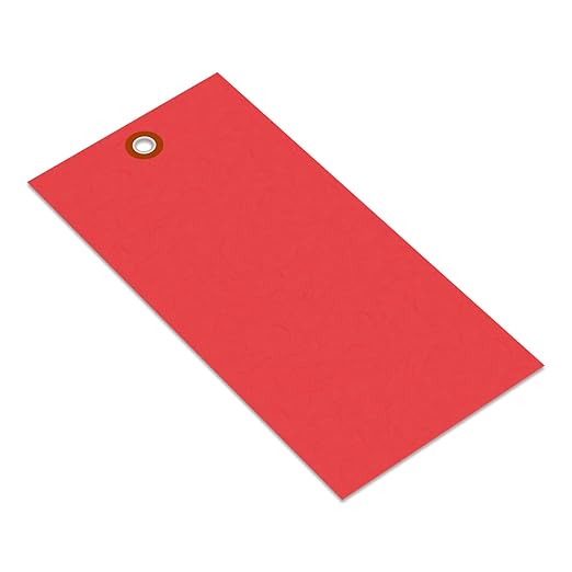 SmartSign (Pack of 1000) 6.25 x 3.125 inch “Red” Blank Tyvek Shipping Tags with Metal Eyelets, Size #8, 8 mil Thick Tyvek