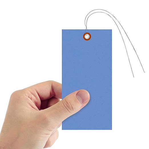 SmartSign (Pack of 1000) 6.25 x 3.125 inch “Blue” Blank Tyvek Shipping Tags with Wire, Size #8, 8 mil Thick Tyvek