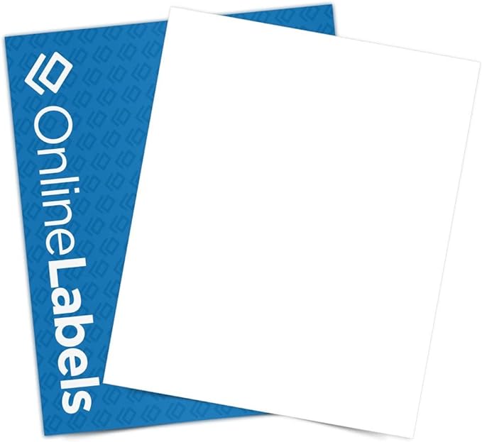 Sticker Paper, 5,000 Sheets, White Matte, 8.5" x 11" Full Sheet Label, Works with Inkjet and Laser Printer, Compatible with Electronic Cutting Machines, OL177WX, OnlineLabels