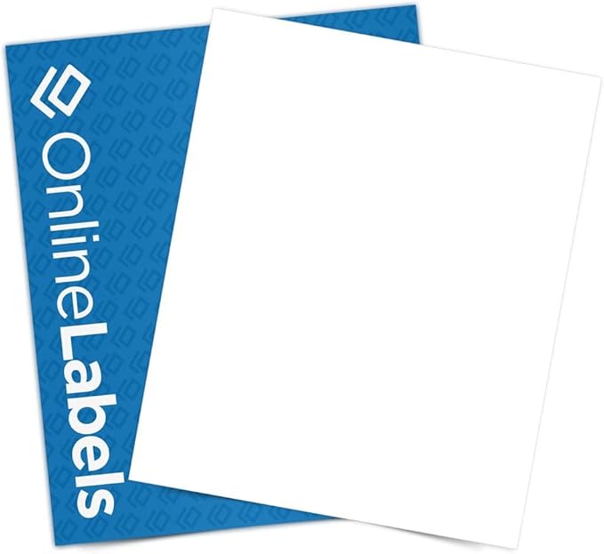 Sticker Paper, 2,000 Sheets, White Matte, 8.5" x 11" Full Sheet Label, Works with Inkjet and Laser Printer, Compatible with Electronic Cutting Machines, OL177WX, OnlineLabels