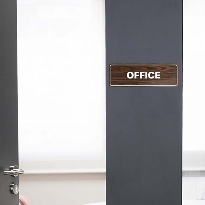 Signs ByLITA Standard Office Sign - Professional Business Signage - Easy to Install (Walnut) - Large 2 Pack