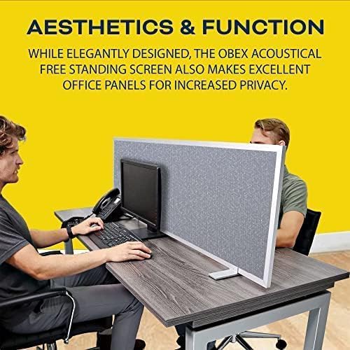 OBEX Acoustical Free Standing Privacy Screen, Cubicle Accessories Desk Privacy Panel, Desk Dividers for Office, Office Furniture Partitions Portable Sound Proof Dividers, 18" x 30", Twilight