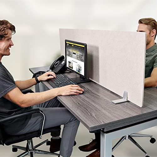 OBEX Free Standing Desk PET Privacy Screen Table Top Home & Office Furniture Partitions and Dividers, Portable Workstation Freestanding Panels, 24" x 72", Sand