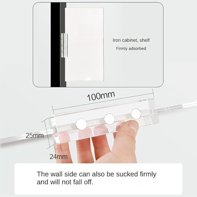 ECKEK Magnetic Sign Holder Grip Holder, Powerful Magnet, Acrylic Sign Holder for Retail Shelves Display Store Vendor Event Warehouse and Shop Supplies (Wood Base 297*148mm/11.69*5.83inches)