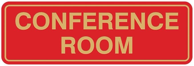 Standard Conference Room Sign - Red/Gold - Large 1 Pack