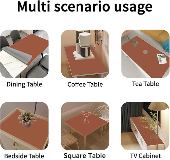 Zinkooat Leather Table Cover,1.8mm Thick,17x54 Inch Table Protector,Glass Table Protector,Table Sticker Cover,Desk Covers On Top of Desks.(Brown+Gray,17x54)