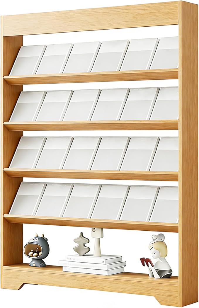 LHIUGE 5-Layer Brochure Display Rack,Freestanding Wooden Magazine Rack,Standing Literature Display Rack Brochure Holder for Home, Office, Retail Display