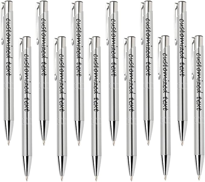 Yucold Customized ballpoint pens in bulk, personalized ballpoint pens with free engraving, for use in companies, enterprises, graduation anniversaries (Silver,390)